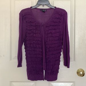 Willi smith purple ruffled cardigan